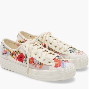 Keds x Rifle Paper Co. Triple Kick Floral Embroidered Mesh Sneaker NWOT Size 7